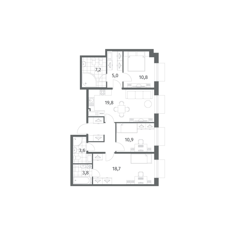 4 ккв (Евро) 88,5 м²