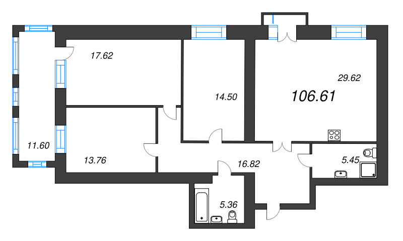4 ккв (Евро) 107,1 м²