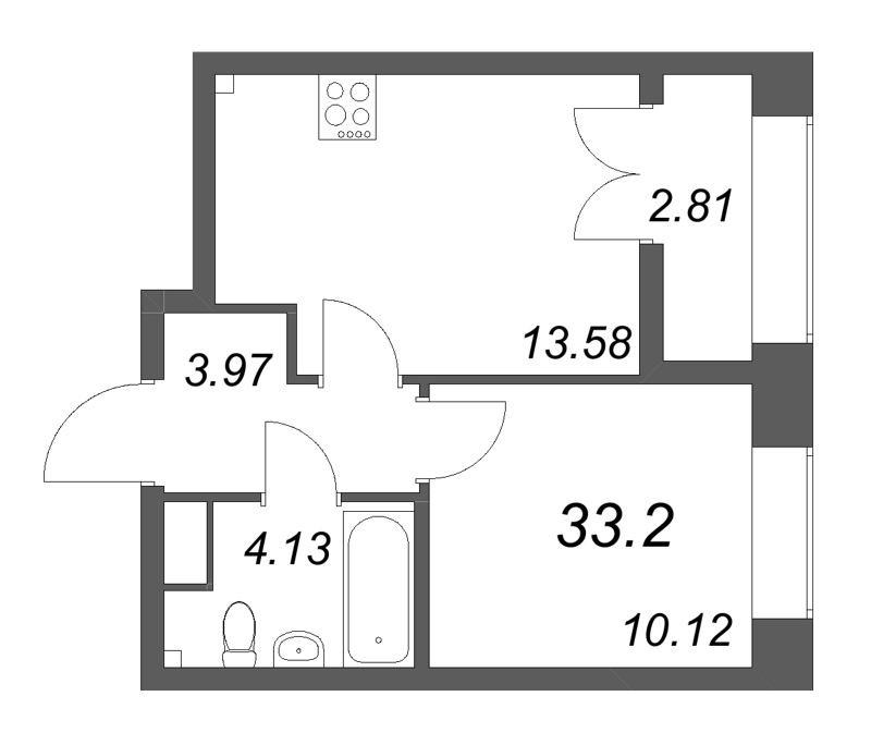 1 ккв 33,2 м²
