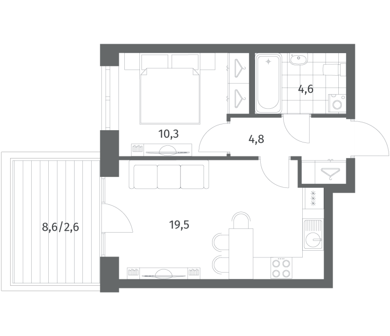 2 ккв (Евро) 41,8 м²