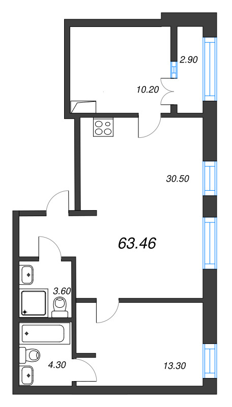 3 ккв (Евро) 63,5 м²