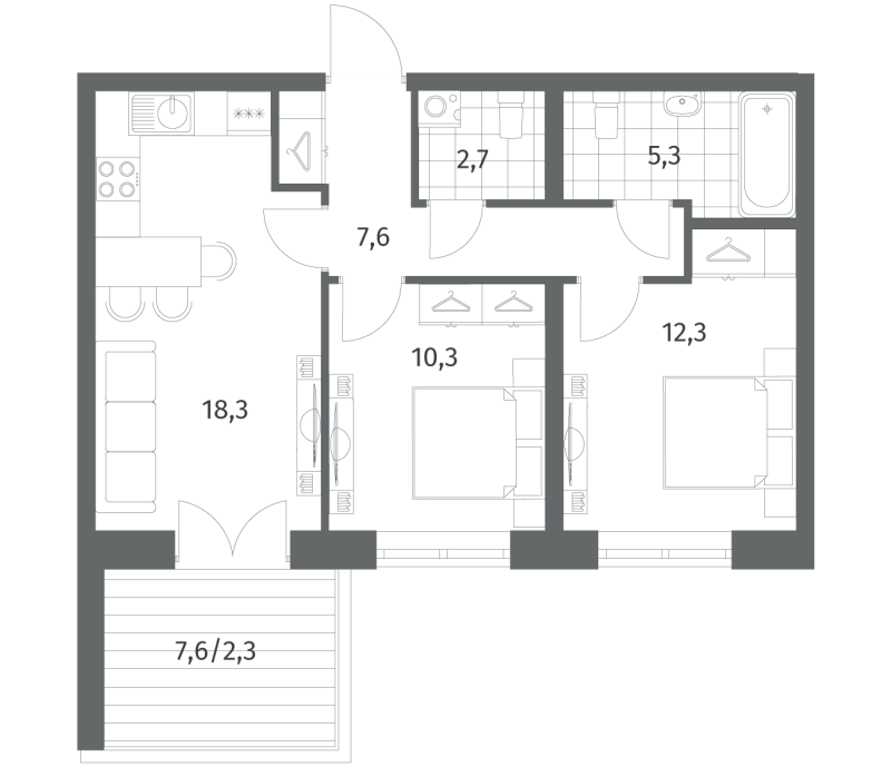 3 ккв (Евро) 58,7 м²