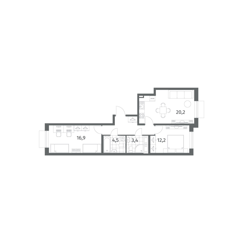 3 ккв (Евро) 65,1 м²