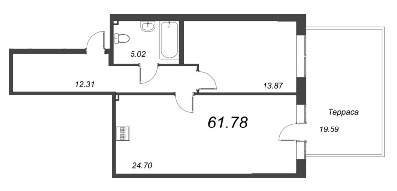 2 ккв (Евро) 61,8 м²