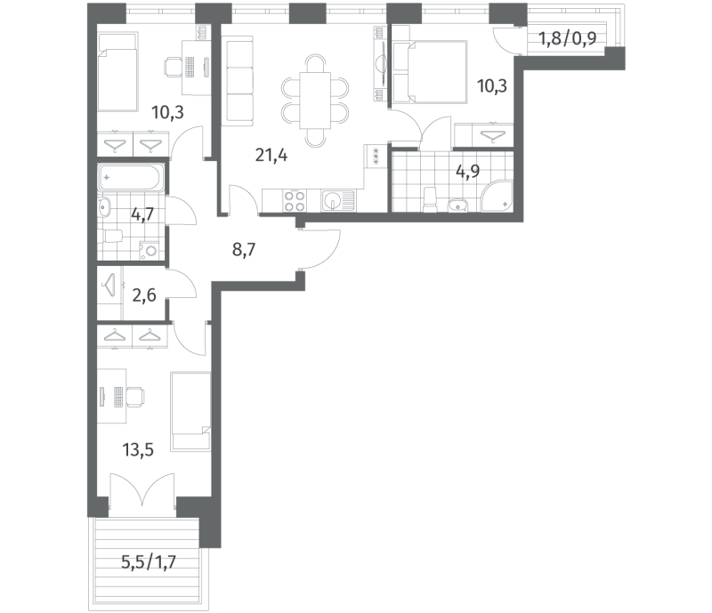4 ккв (Евро) 79 м²