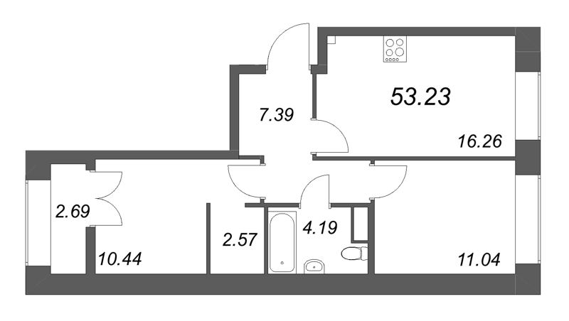 3 ккв (Евро) 53,2 м²