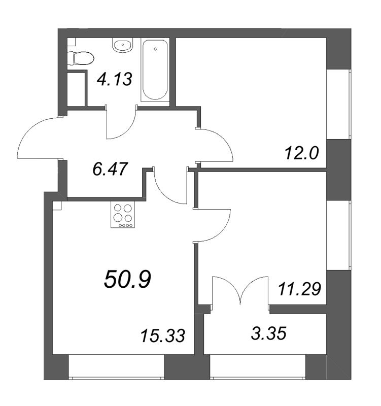 3 ккв (Евро) 50,9 м²