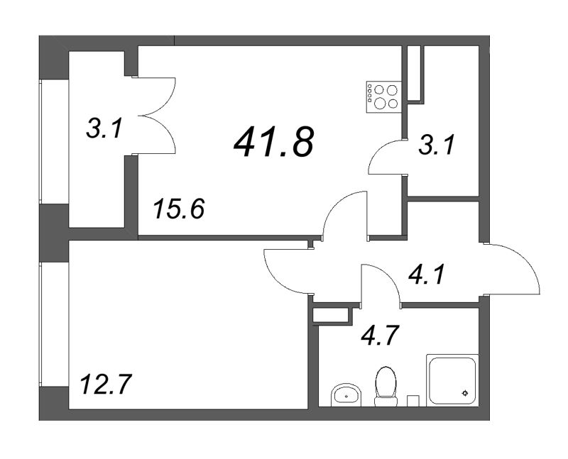 2 ккв (Евро) 41,6 м²