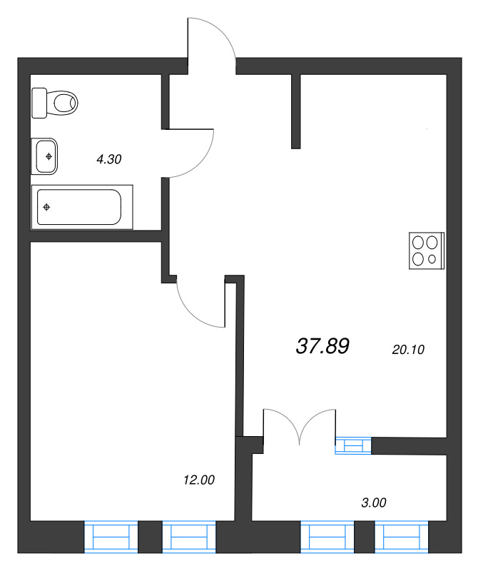 2 ккв (Евро) 37,9 м²