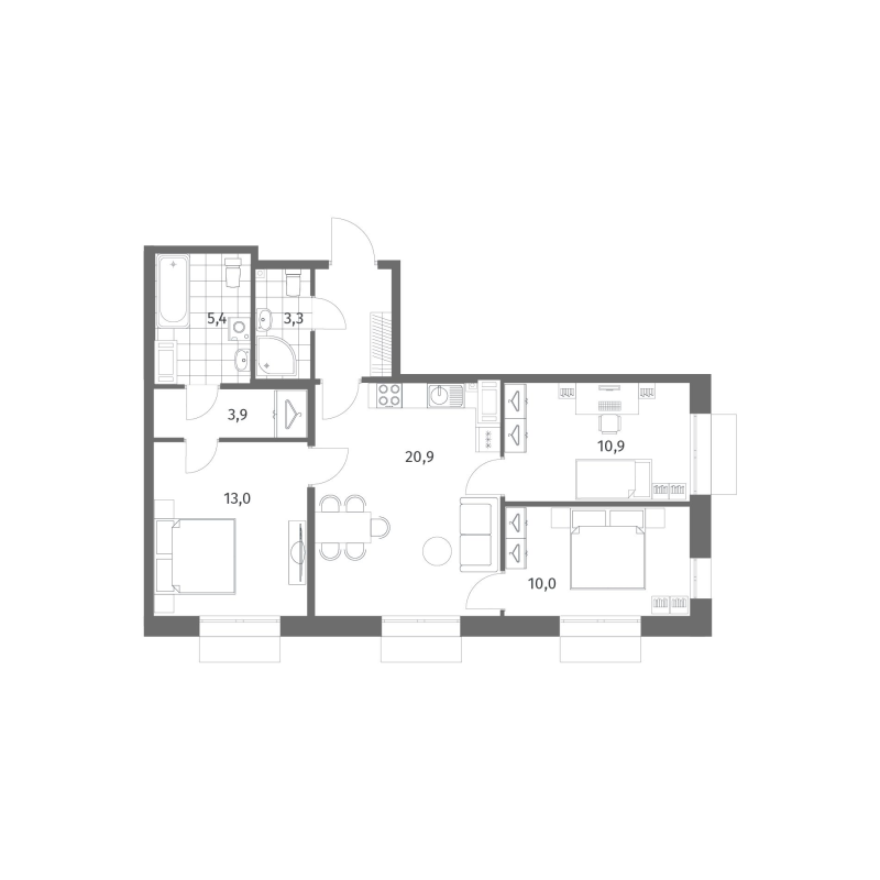4 ккв (Евро) 71,6 м²
