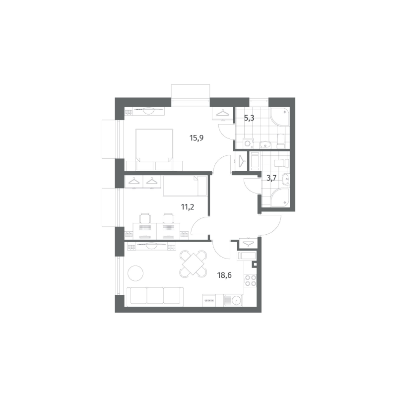 3 ккв (Евро) 61,9 м²