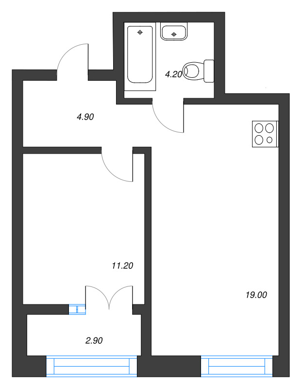 2 ккв (Евро) 40,7 м²