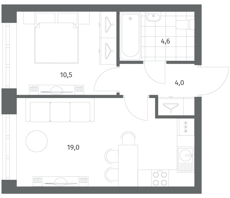 2 ккв (Евро) 38,2 м²