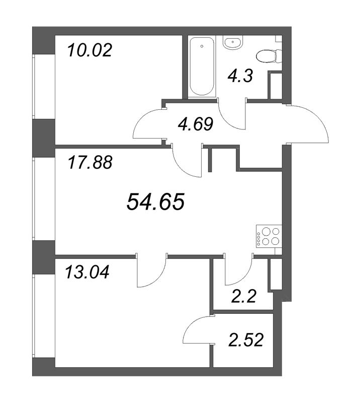 3 ккв (Евро) 54,7 м²