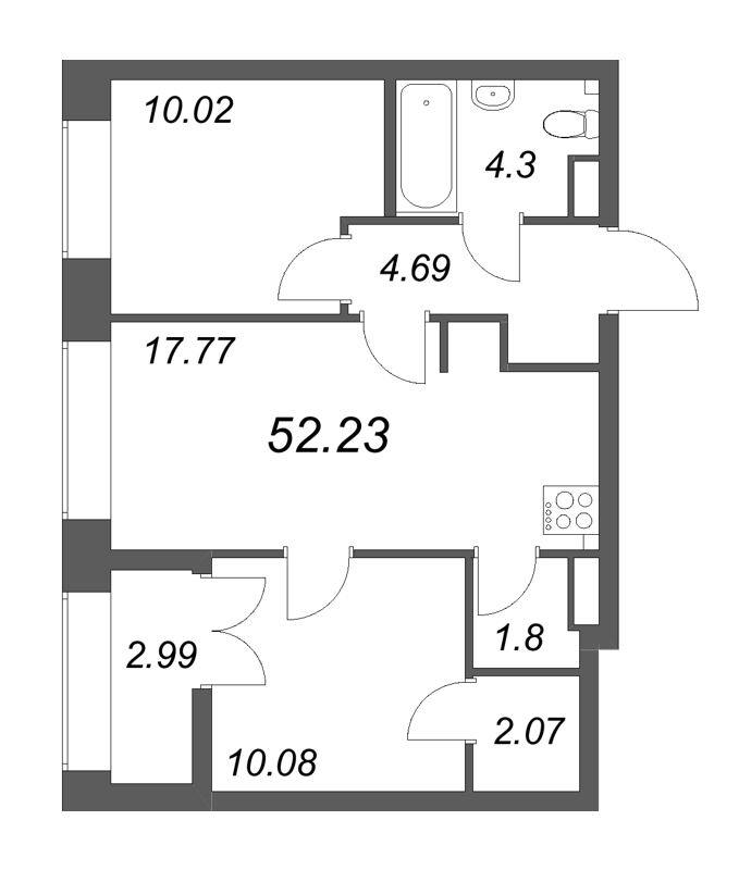 3 ккв (Евро) 52,2 м²