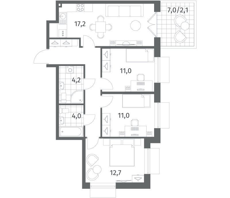 4 ккв (Евро) 76,5 м²