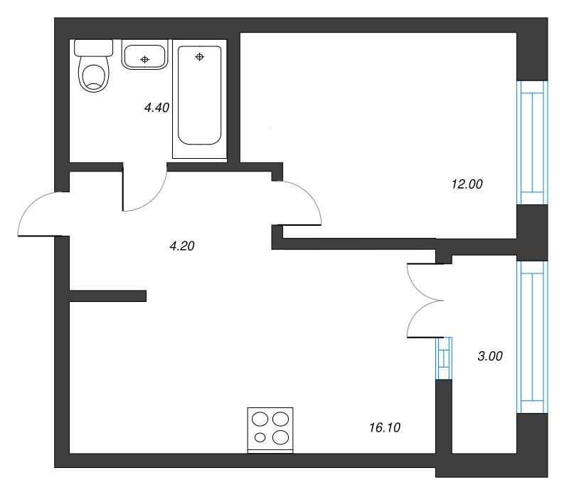2 ккв (Евро) 38,2 м²