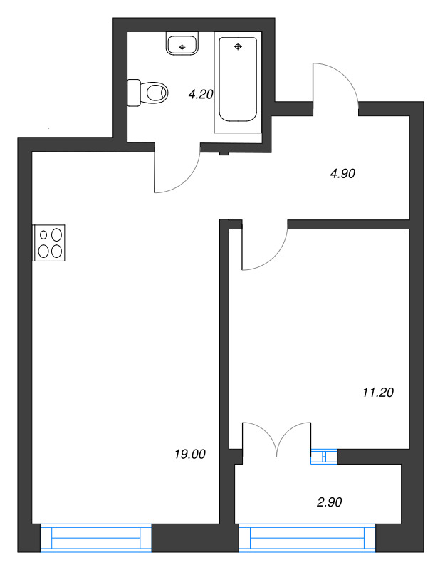 2 ккв (Евро) 40,7 м²