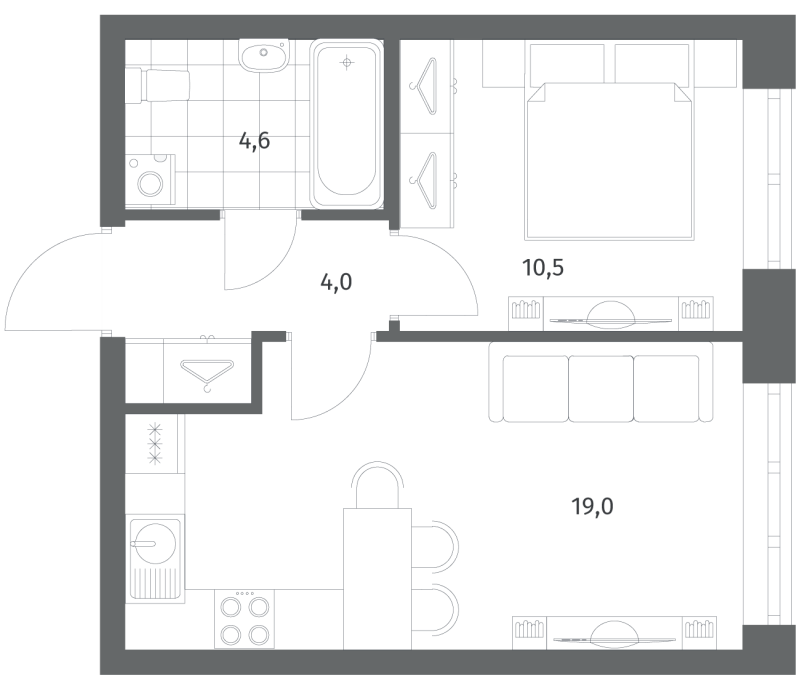 2 ккв (Евро) 38,2 м²