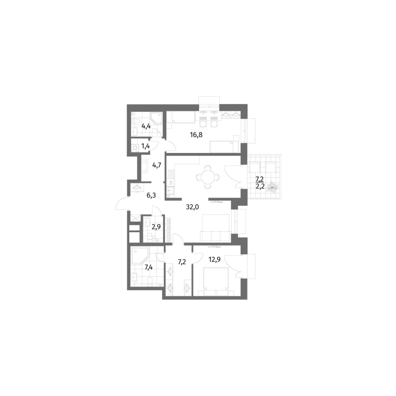 3 ккв (Евро) 98,2 м²