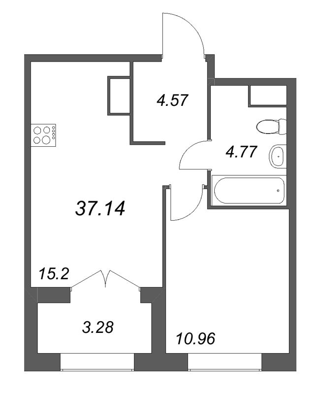 2 ккв (Евро) 37,1 м²