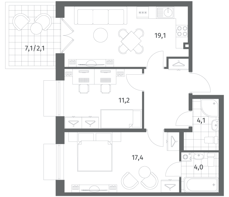 3 ккв (Евро) 65,1 м²