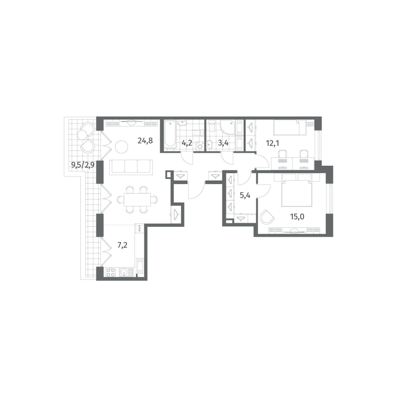3 ккв (Евро) 81,9 м²