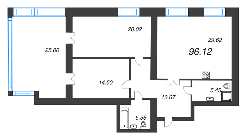 3 ккв (Евро) 96,2 м²