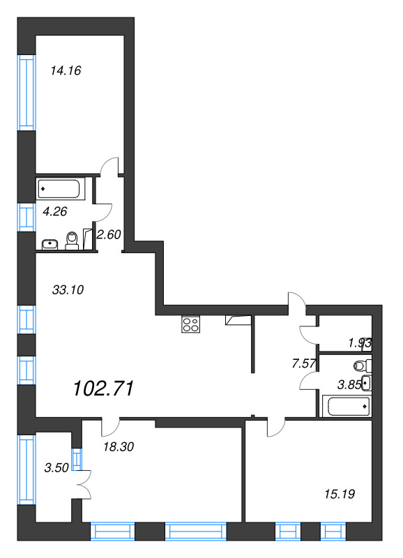 4 ккв (Евро) 103,3 м²