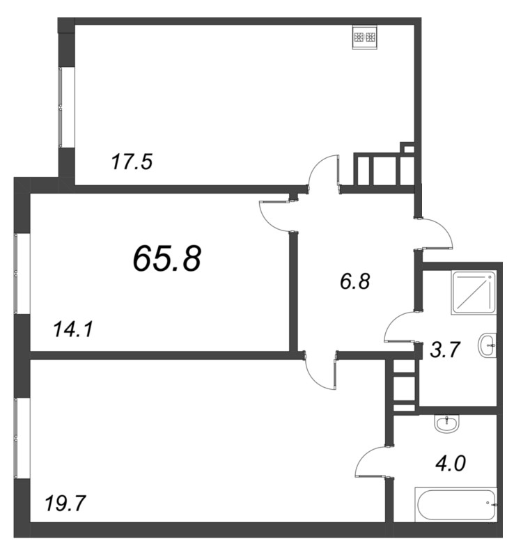 3 ккв (Евро) 65,8 м²