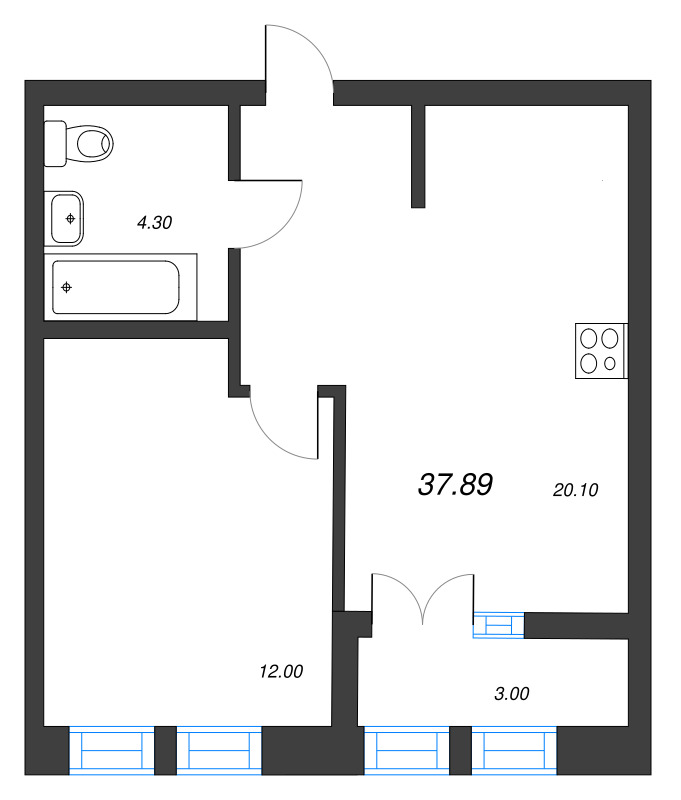 2 ккв (Евро) 37,9 м²