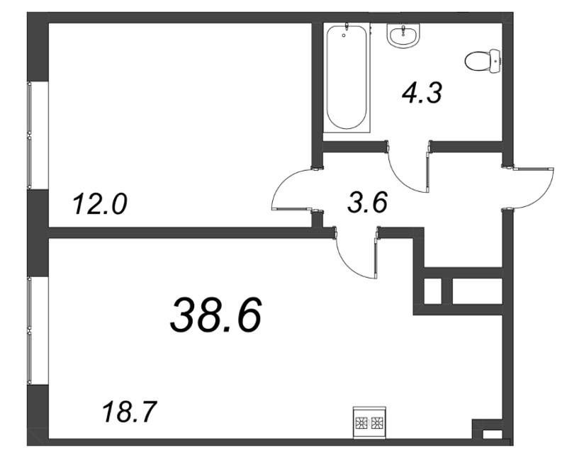 2 ккв (Евро) 38,6 м²