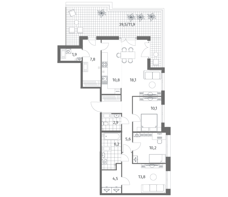 4 ккв (Евро) 107,4 м²