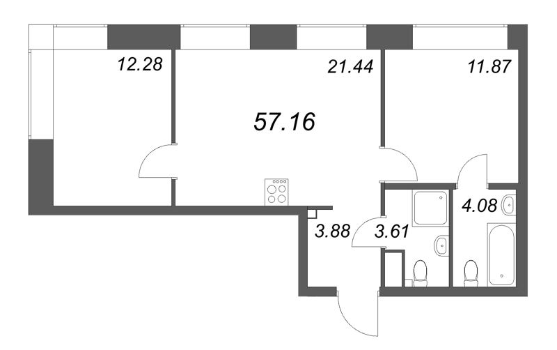 3 ккв (Евро) 57,2 м²