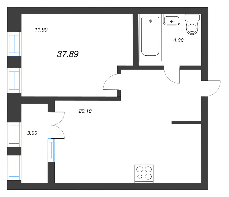 2 ккв (Евро) 37,9 м²