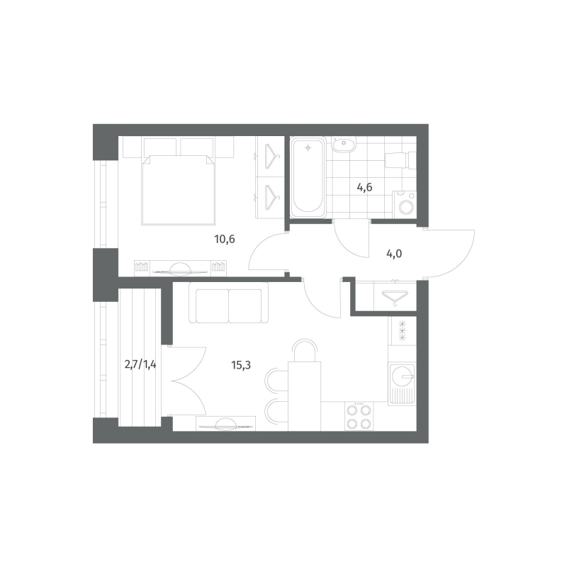 2 ккв (Евро) 35,9 м²