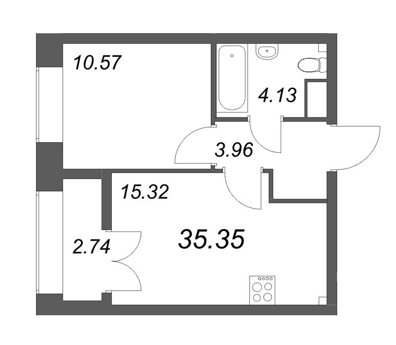 2 ккв (Евро) 35,4 м²