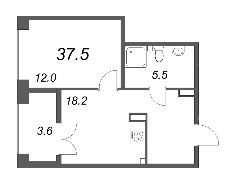 2 ккв (Евро) 37,8 м²
