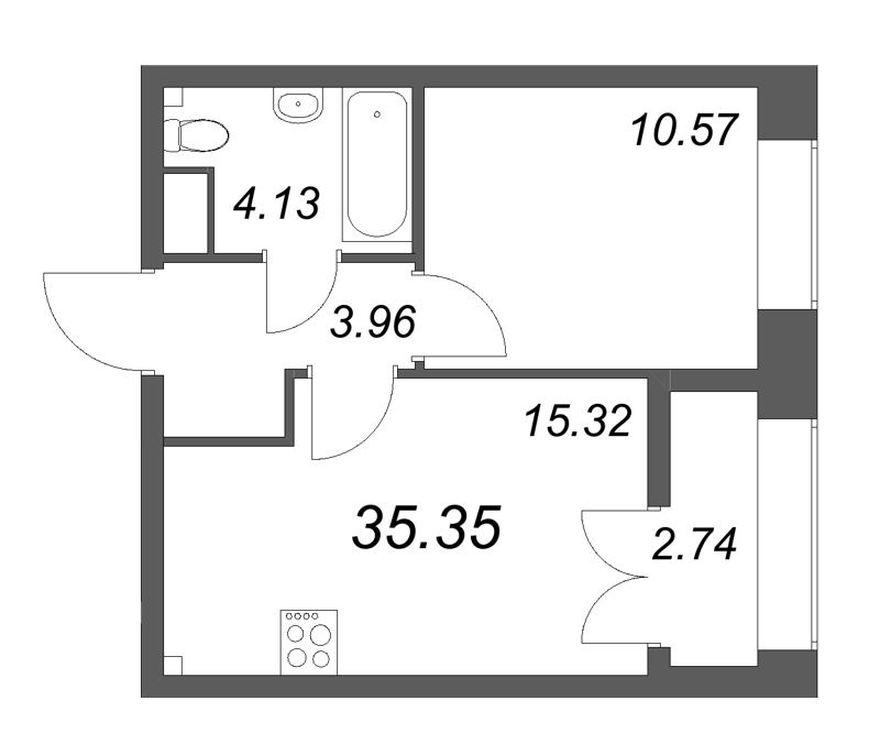 2 ккв (Евро) 35,4 м²