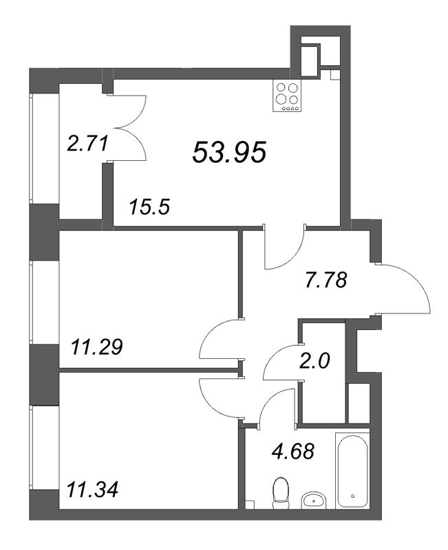 3 ккв (Евро) 54 м²