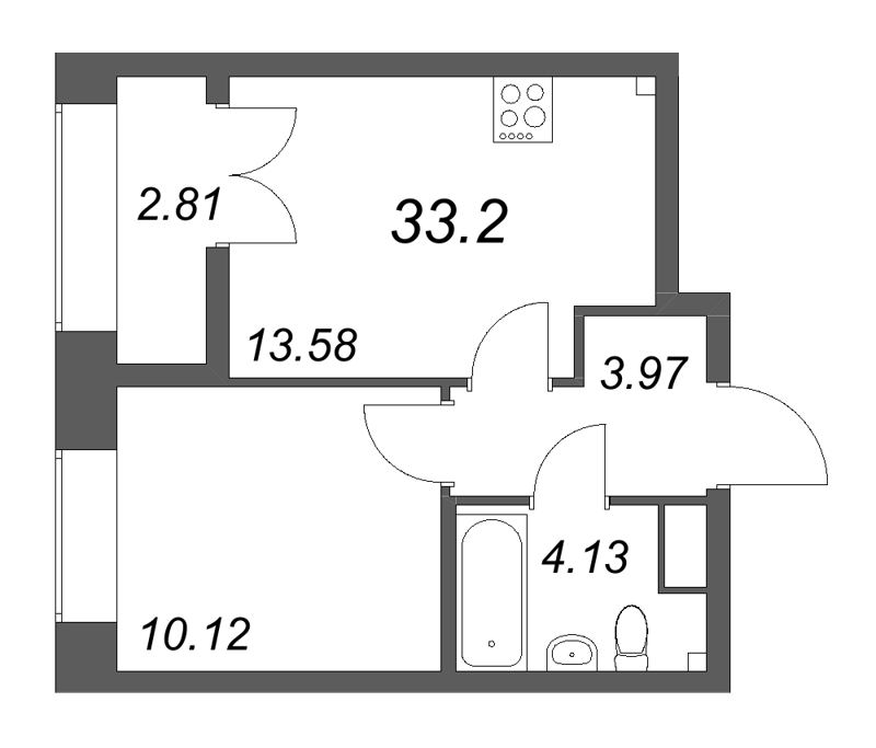 1 ккв 33,2 м²