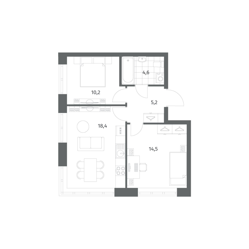 3 ккв (Евро) 52,9 м²
