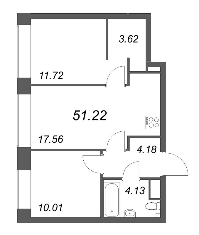 3 ккв (Евро) 51,2 м²