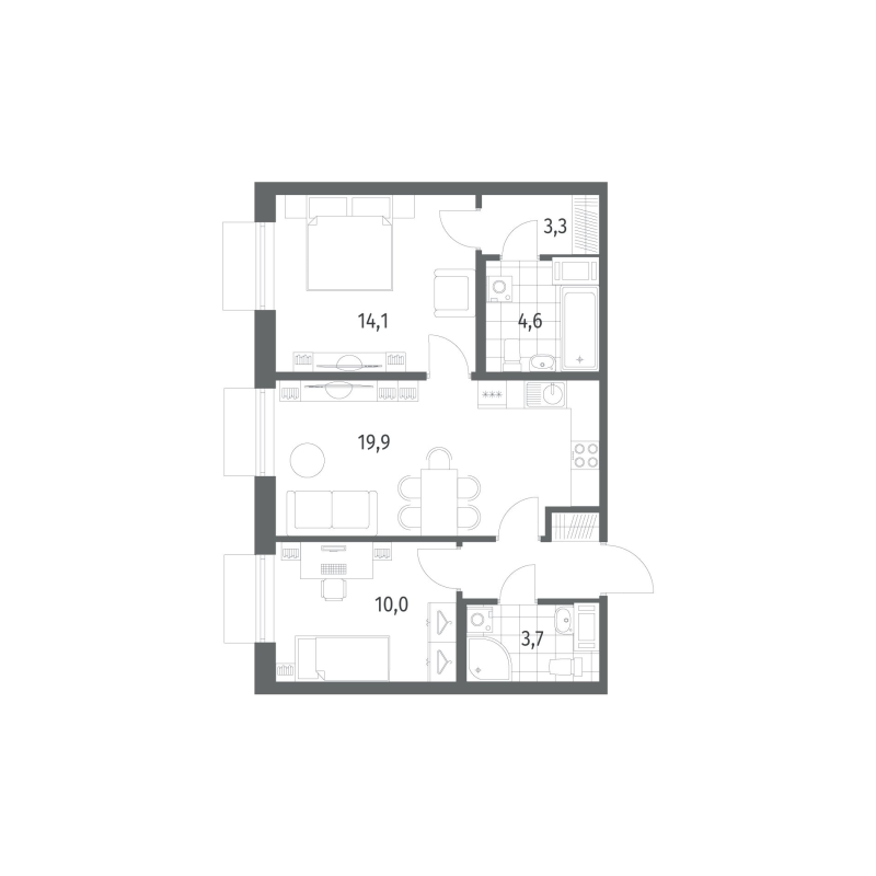 3 ккв (Евро) 59,3 м²