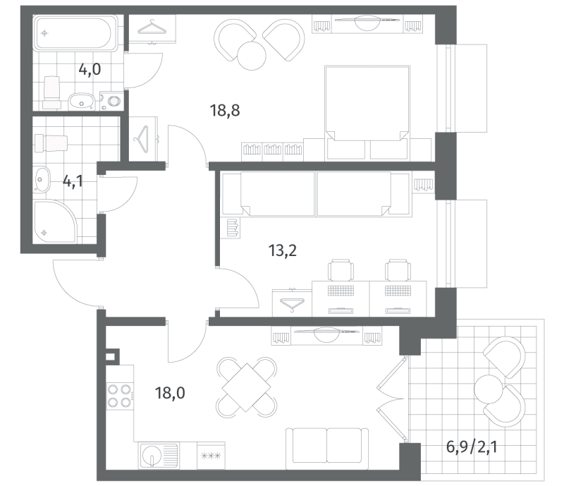 3 ккв (Евро) 67 м²