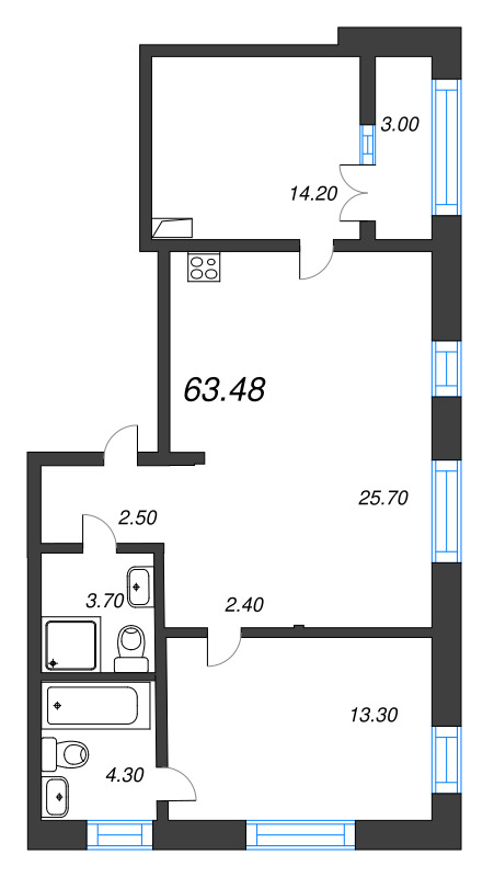 3 ккв (Евро) 63,5 м²