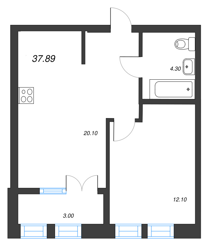 2 ккв (Евро) 37,9 м²