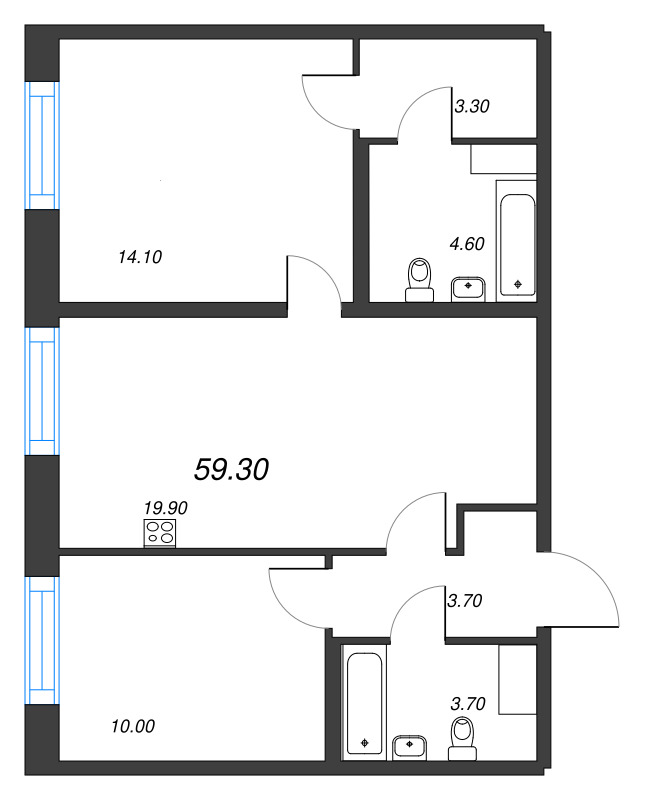 3 ккв (Евро) 59,3 м²