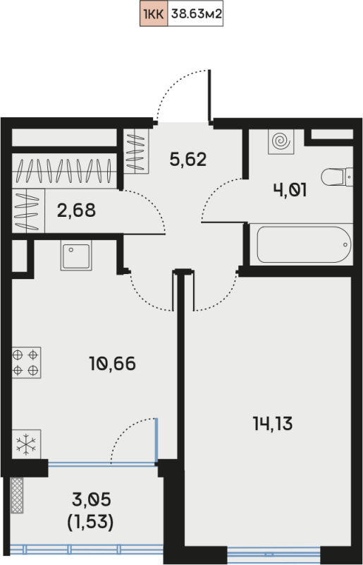 1 ккв 39,7 м²