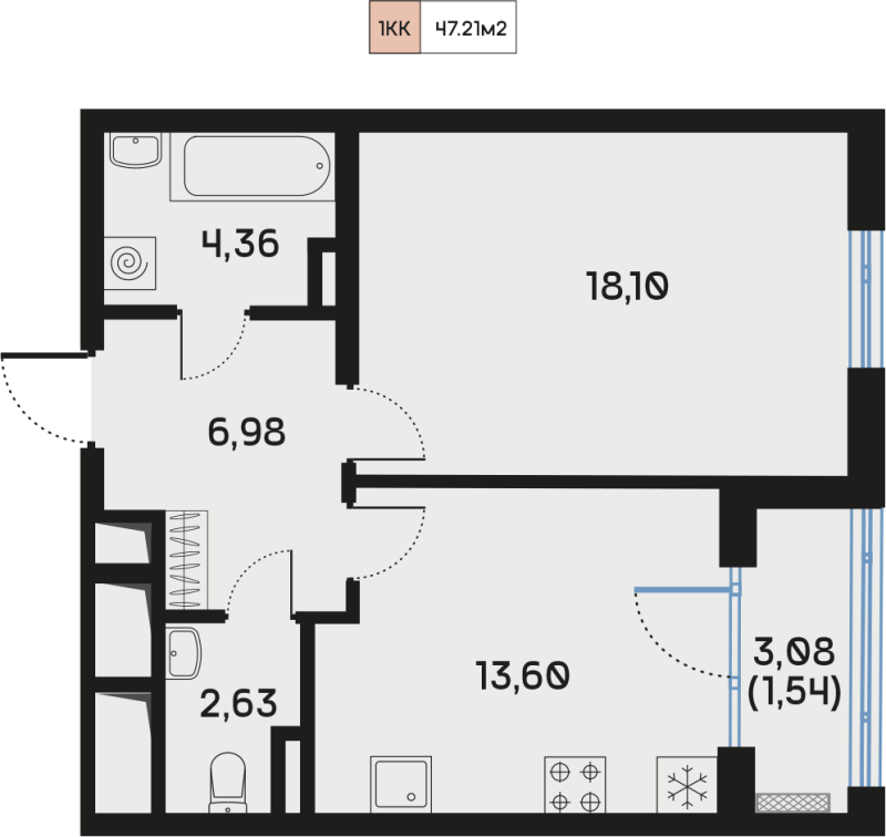 1 ккв 47,3 м²